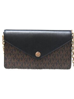 Michael Kors Jet Set Travel Small Signature Logo Clutch Crossbody Bag in black